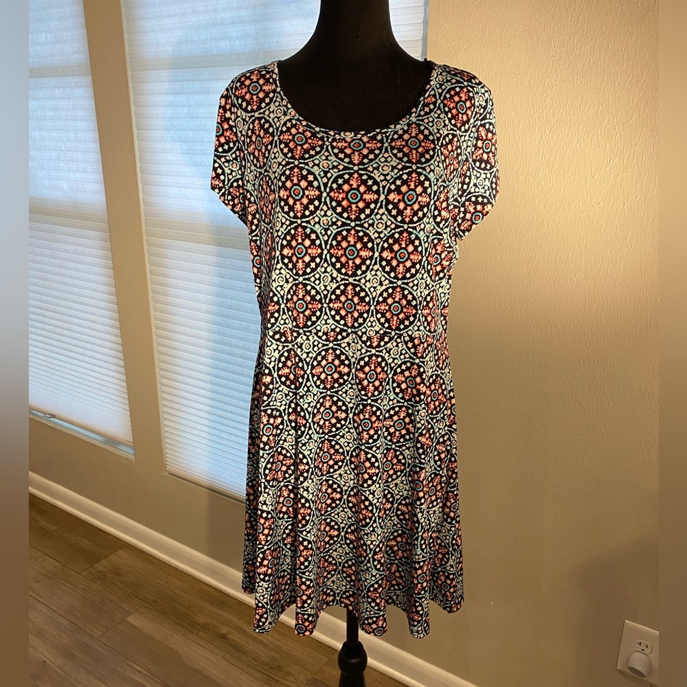 Michael Kors Summer Dress Size XL Medallion Print Blue, Pink, White